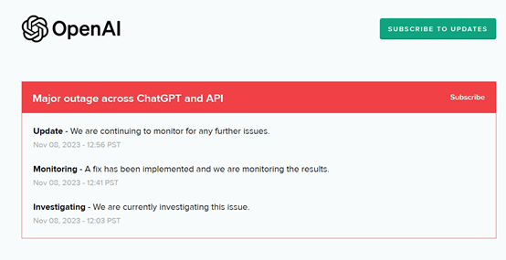 ChatGPT和API發(fā)生重大中斷！