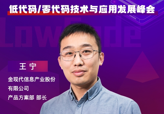金現(xiàn)代產品方案部部長王寧，將出席“ISIG-低代碼/零代碼技術與應用發(fā)展峰會”