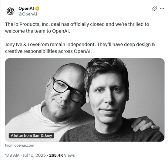 AI硬件新紀(jì)元！Jony Ive正式加入OpenAI